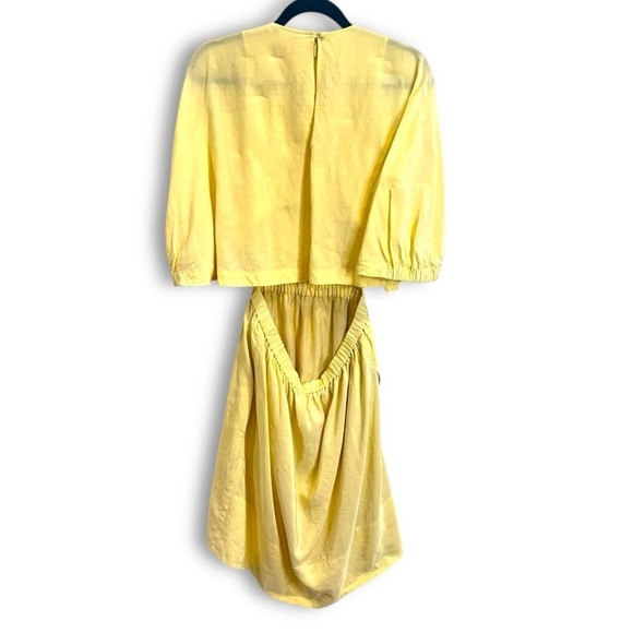 Tibi Pale Yellow Linen blend Gemma Cape Dress Sz 8 - Picture 6 of 15